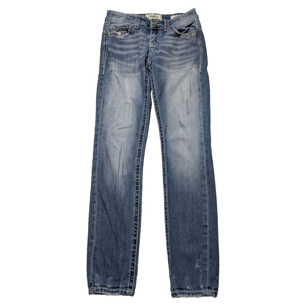 DAYTRIP VIRGO SKINNY Women Size‎ 24R Stretch Denim Distressed Blue Jeans